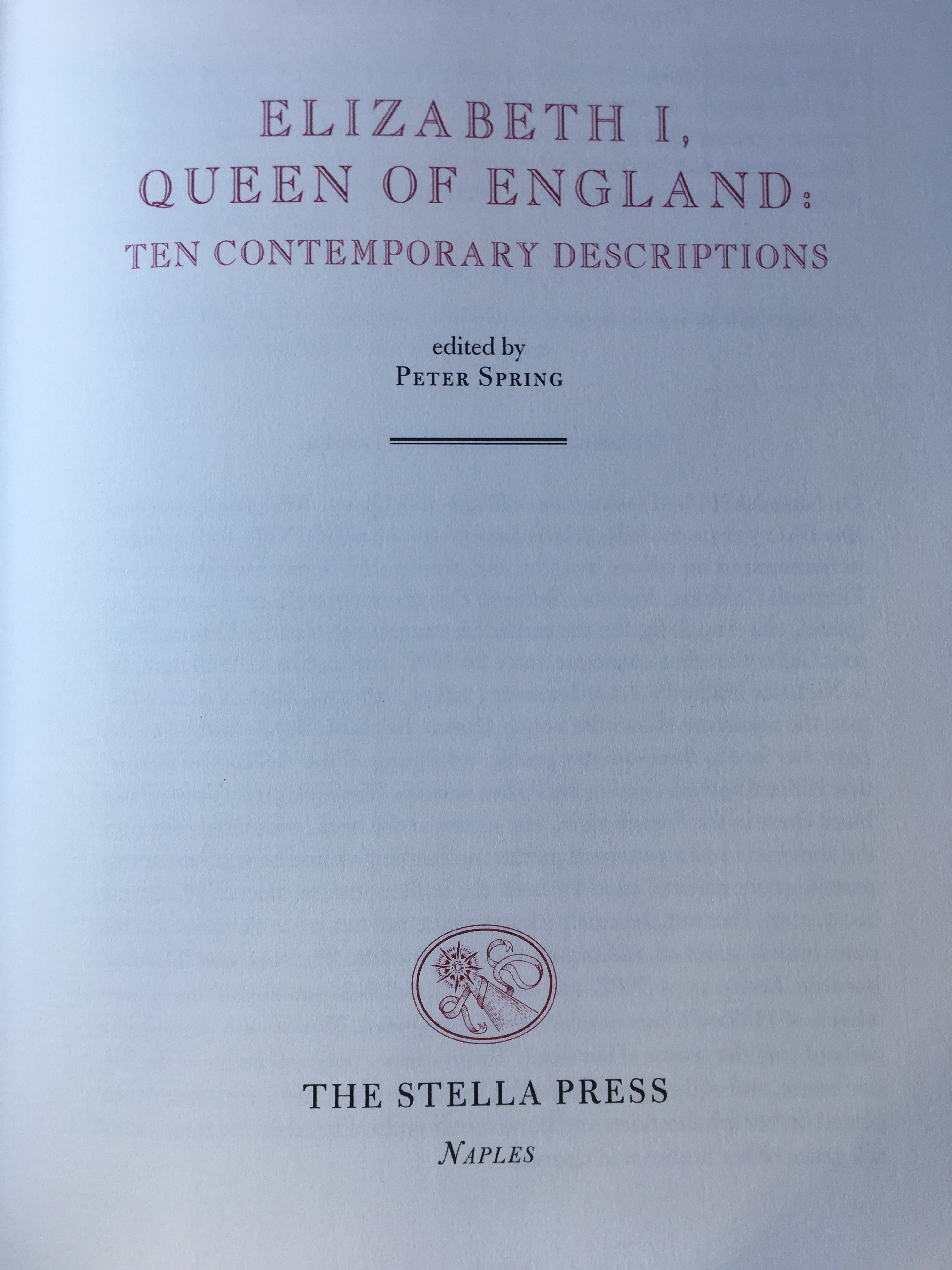 elizabeth I queen of england ten contemporary descriptions